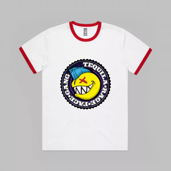 Ringer Tee - Tequila Rage Face Gang Logo Tee (Unisex)
